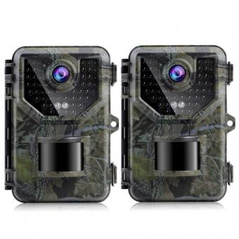2PCS HB-E2 2.7K 20MP Trail Camera 0.2s Fast Trigger Speed IP66 Waterproof Sturdy Hunting Camera with 120° Wide Flash Range for Wildlife Monitoring