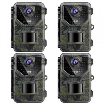 4PCS HB-E2 2.7K 20MP Trail Camera 0.2s Fast Trigger Speed IP66 Waterproof Sturdy Hunting Camera with 120° Wide Flash Range for Wildlife Monitoring