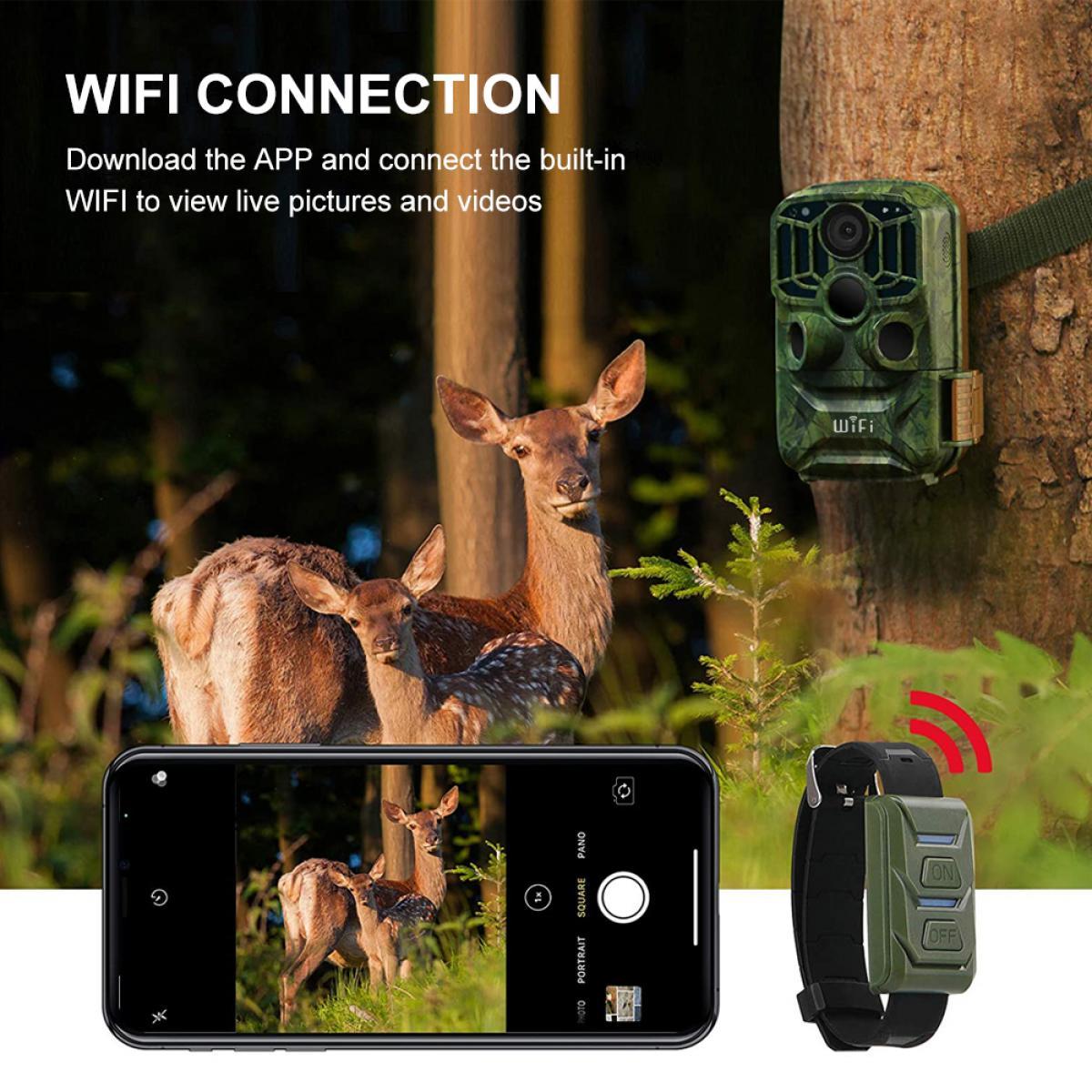  KF-401F WiFi Trail Câmera 5 milhões Sensor 24MP 1296P HD ao ar livre para monitoramento de animais selvagens à prova d 'água à noite com câmera infravermelha de caça