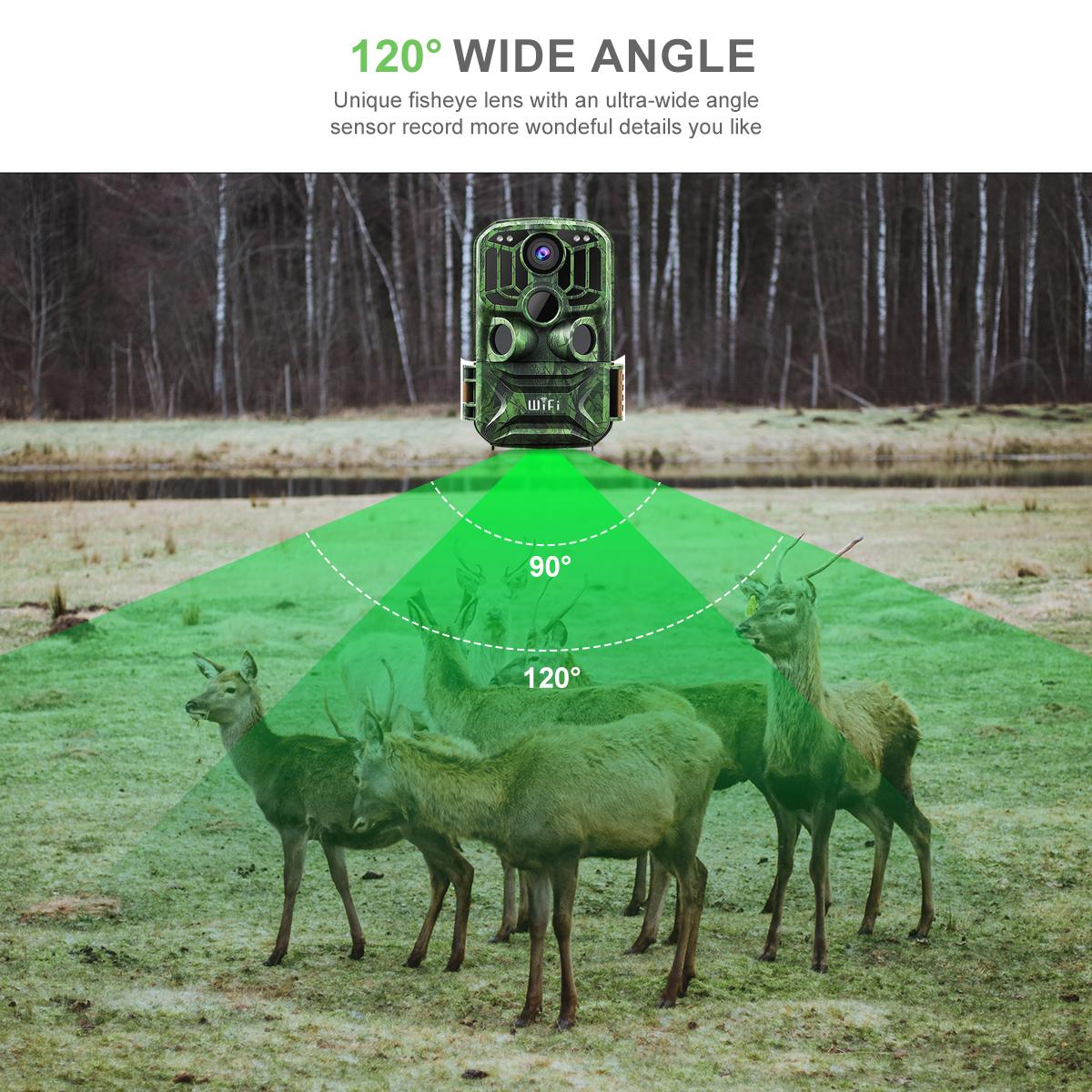 KF-401F WiFi Trail Câmera 5 milhões Sensor 24MP 1296P HD ao ar livre para monitoramento de animais selvagens à prova d 'água à noite com câmera infravermelha de caça