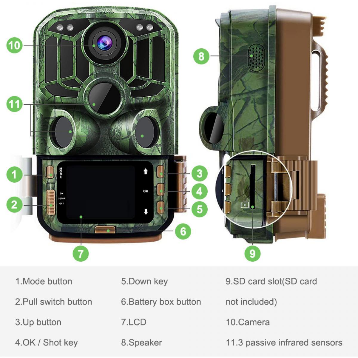 K&F KF-401F WiFi Trail Câmera 5 milhões Sensor 24MP 1296P HD ao ar livre para monitoramento de animais selvagens à prova d 'água à noite com câmera infravermelha de caça