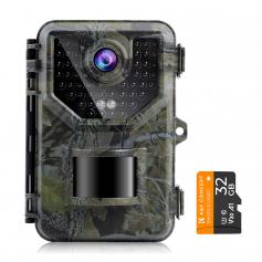 2.7K 20MP Trail Camera 0.2s Fast Trigger Speed IP66 Waterproof Robust Hunting Camera with 120° Wide Flash Range for Wildlife Monitoring + 32GB Memory