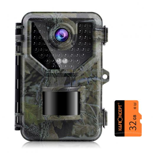 2.7K 20MP Trail Camera 0.2s Fast Trigger Speed IP66 Waterproof Robust Hunting Camera with 120° Wide Flash Range for Wildlife Monitoring + 32GB Memory