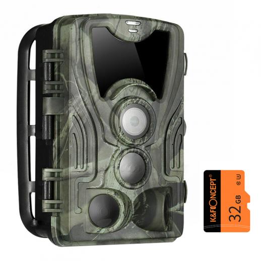 4K WiFi 30MP Trail Camera with 940nm Infrared Outdoor IP66 Waterproof Hunting Infrared Night Vision Camera + 32GB Memory Card