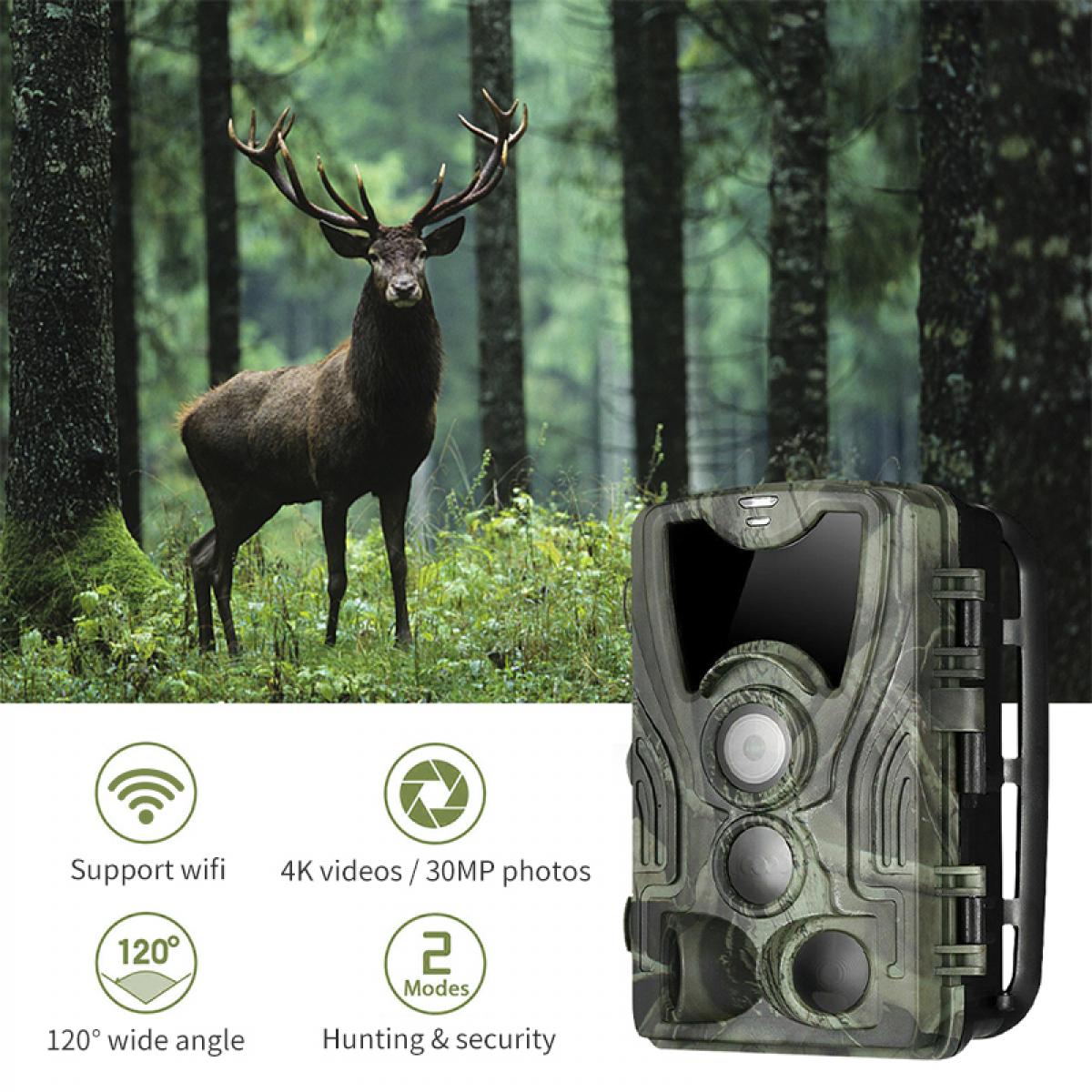 4K WiFi 30MP Wildlife Hunting Camera with 940nm infrared LED with Light Night Vision,120°Wide-Angle+ 32GB Memory Card