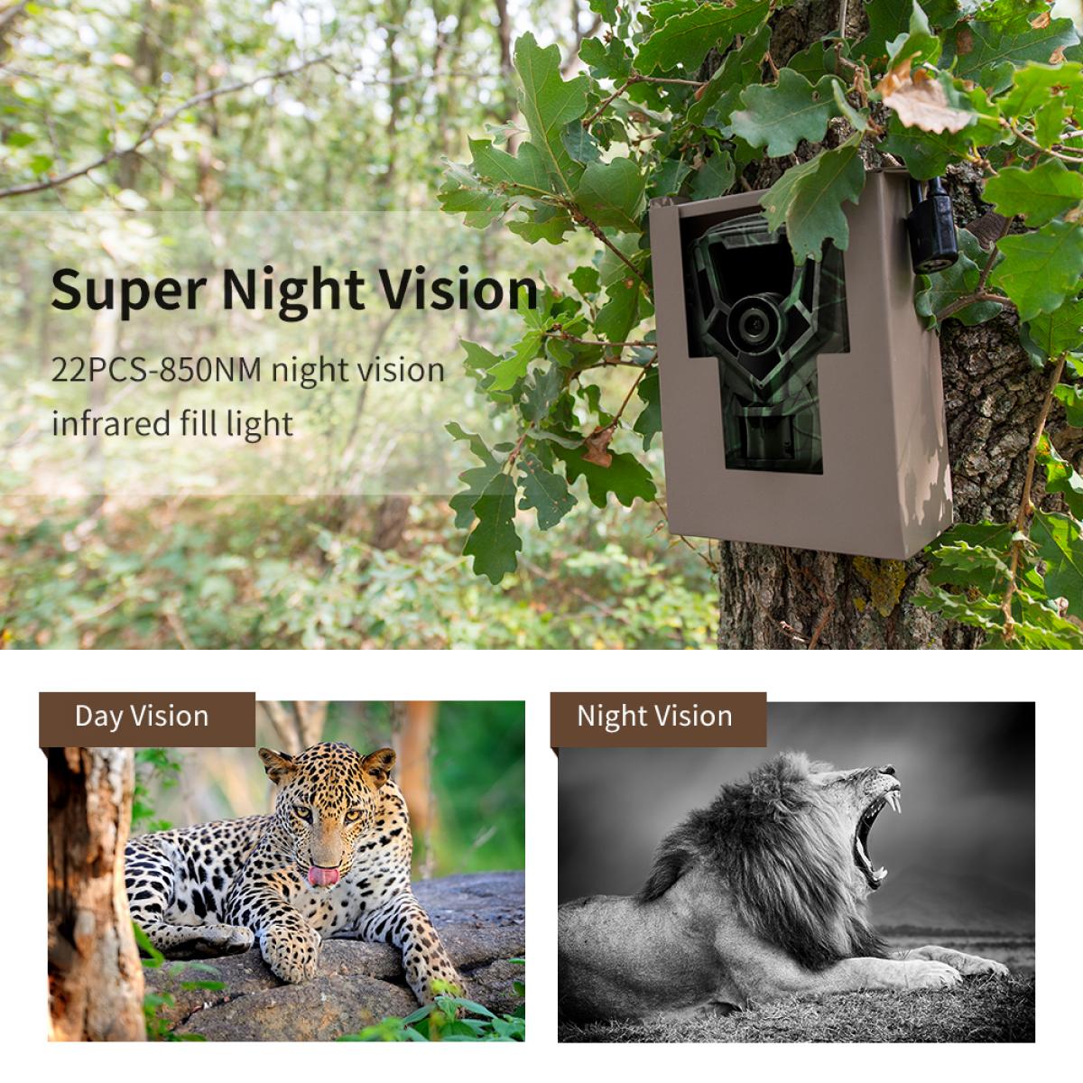 Off-Road Camera, 16MP 1080P HD Game Camera, 0.4 Seconds Trigger, Waterproof Infrared Night Vision Mini Camera + Free SD Tf Three-In-One Card Reader