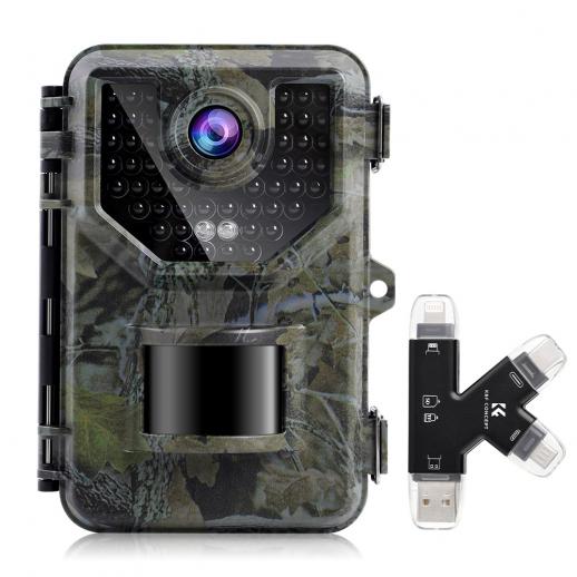 K&F Concept HB-E10 16MP 0.3s Outdoor Waterproof Hunting and Hunting Infrared Night Vision Camera + Metal 4-port 2-in-1 Card Reader(KF35.004 +835010001)