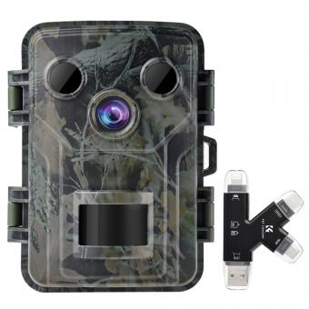 Wildlife Trail Camera Hunting Camera with Night Vision 0.4S Trigger Motion Activated 16MP 1080P IP65 + Metal Four Ports 2-in-1 Card