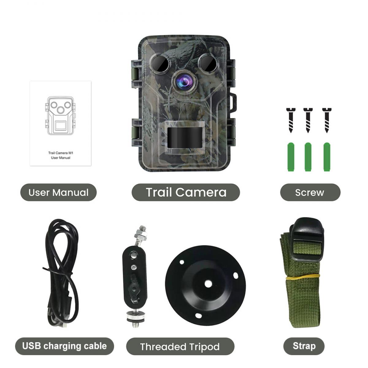 1080P 20MP Tracking Camera 940nm Infrared Outdoor IP66 Waterproof Hunting Infrared HD Night Vision Camera with 64G SD Card and Multi-function Card Reader Combo Set