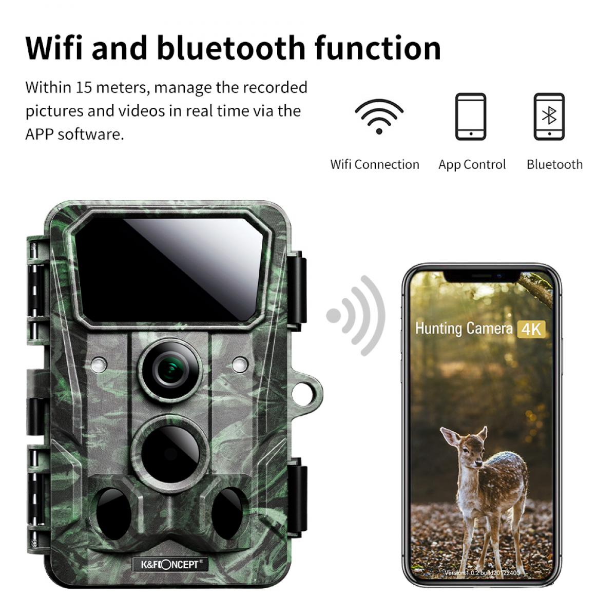 4K 30MP Tracking Camera WiFi Gaming Camera 120° Angle Gaming Camera 0.2 Seconds Trigger Clear Night Vision with 850nm 36 Infrared Light 65ft, IP66 Waterproof with 64G SD Card and Multi-Function Card Reader Combo Set