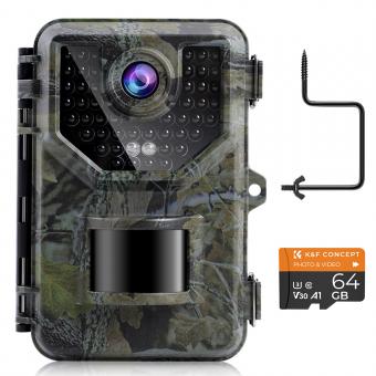 HB-E2 2.7K 20MP HD Tracking Camera, Hunting Camera, PIR Sports Night Vision Camera with 64G microSD Card and Quick Installation Tree Stud Combo Set