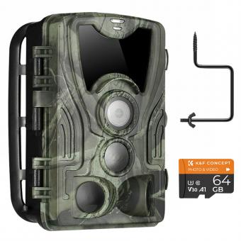 4K WiFi 30MP Wildlife Hunting Camera with 940nm infrared LED with Light Night Vision,120°Wide-Angle with 64G Micro SD Card, Tree Spike 