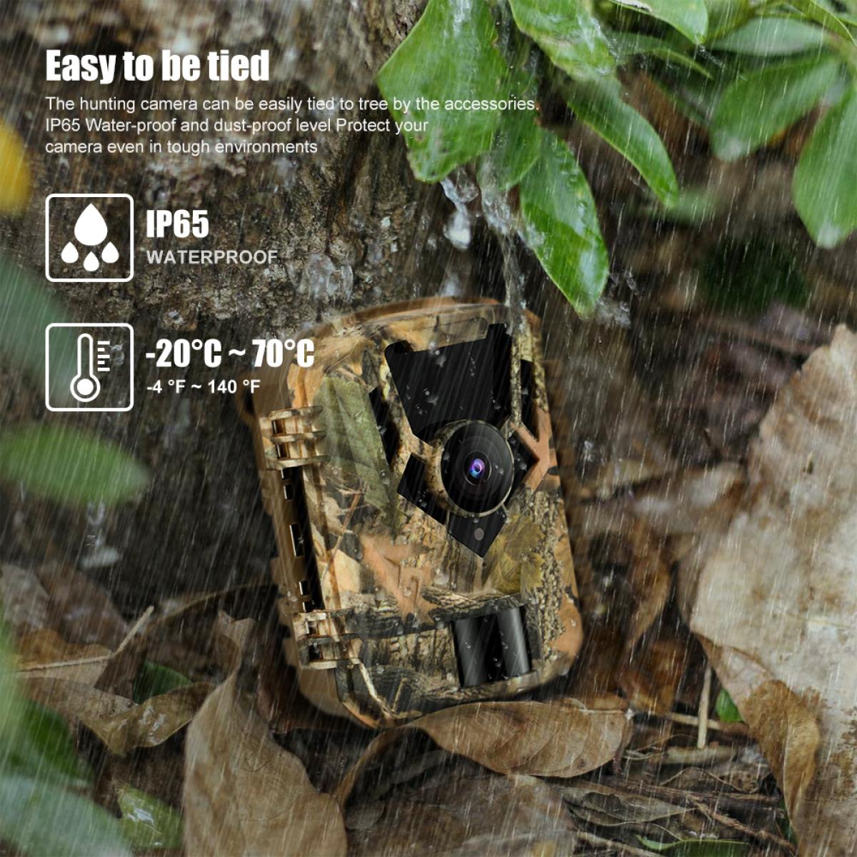 1080P 16MP HD Waterproof Outdoor Hunting Infrared Night Vision Triggered Mini Camera with 64G SD Card and Quick Installation Tree Spike Combo Set