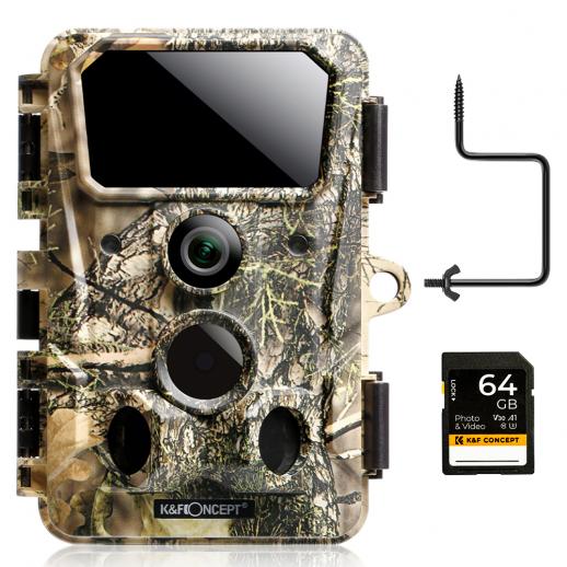 4K Trail Camera WiFi Wildlife Camera 120° Flash Range 0.2s Trigger Clear Night Vision with 64G SD Card and Quick Install Tree Spike Combo Set