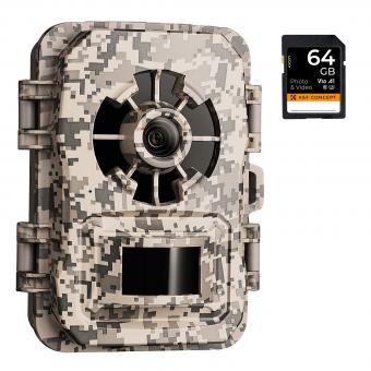 1296P 24MP Wildlife Camera, Trail Camera with 120°Wide-Angle Motion Latest Sensor View 0.2s Trigger Time IP66 Waterproof + 64G memory card|dead wood