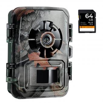1296P 24MP Wildlife Camera, Trail Camera with 120°Wide-Angle Motion Latest Sensor View 0.2s Trigger Time IP66 Waterproof + 64G memory card| maple leaf