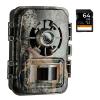 24MP*1296P night vision, 120° wide-angle*0.2S trigger 2-inch screen hunting camera Fall color + 64G memory card