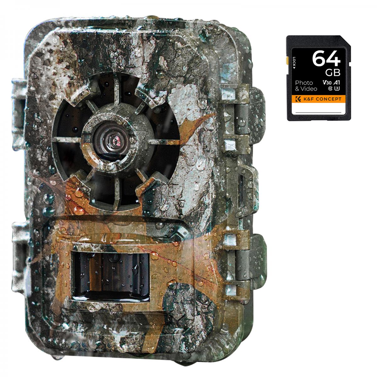 24MP*1296P Night Vision, 120° Wide-Angle*0.2S Trigger 2-Inch Screen Hunting Camera Fall Color + 32G Memory Card