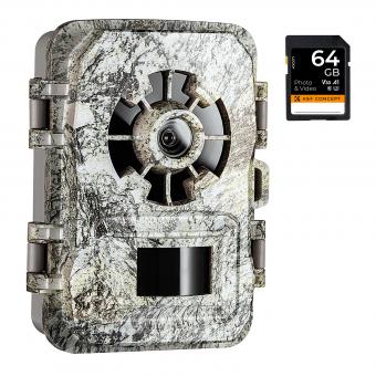 1296P 24MP Wildlife Camera, Trail Camera with 120°Wide-Angle Motion Latest Sensor View 0.2s Trigger Time IP66 Waterproof + 64G memory card|white rock