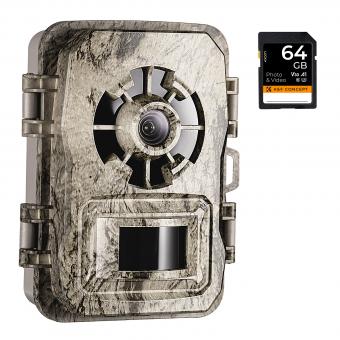 1296P 24MP Wildlife Camera, Trail Camera with 120°Wide-Angle Motion Latest Sensor View 0.2s Trigger Time IP66 Waterproof + 64G memory card| bark