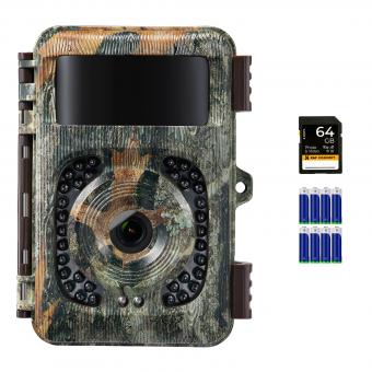 4K trail camera 32MP WiFi Bluetooth game camera 120° detection angle Starlight night vision 0.2S trigger IP66 waterproof With U3 64GB SD card and 8 batteries For wildlife monitoring Falling leaf colour