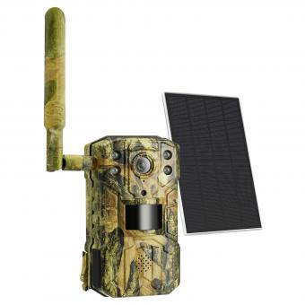 4G LTE Solar Wildlife Camera, Hunting Infrared Night Vision Camera,2.7K HD 0.2s Fast Trigger, Solar and Battery Powered, EU Standard SIM Card Without Contract