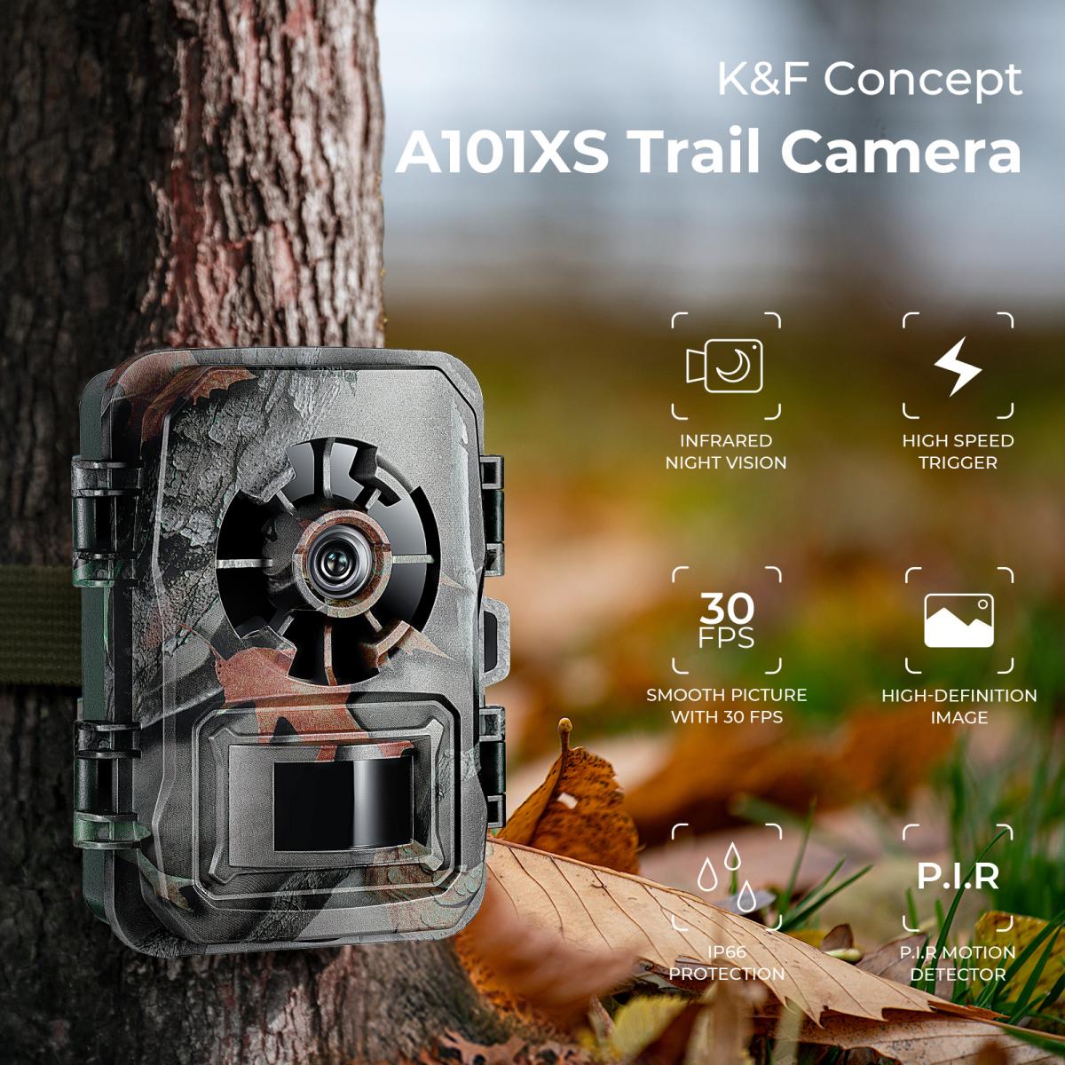 24MP*1296P night vision, 120° wide angle*0.2S trigger 2" screen tracking camera in Maple with AA alkaline battery and 64G high speed SD card