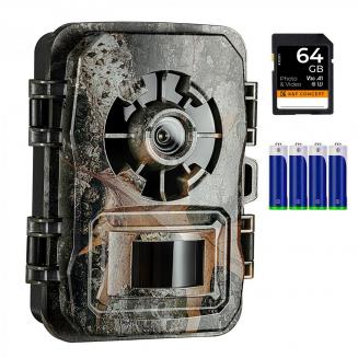 K&F Concept Trail Camera 1296P 24MP with 120° Wide-Angle Motion Latest Sensor View 0.2s Trigger Time IP66 Waterproof with AA Alkaline Battery and 64G High Speed SD Card