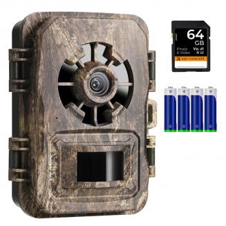 24MP*1296P Night VisionTrail Camera , 120° Wide Angle*0.2s Trigger 2” Screen with AA Alkaline Battery and 64G High Speed SD Card
