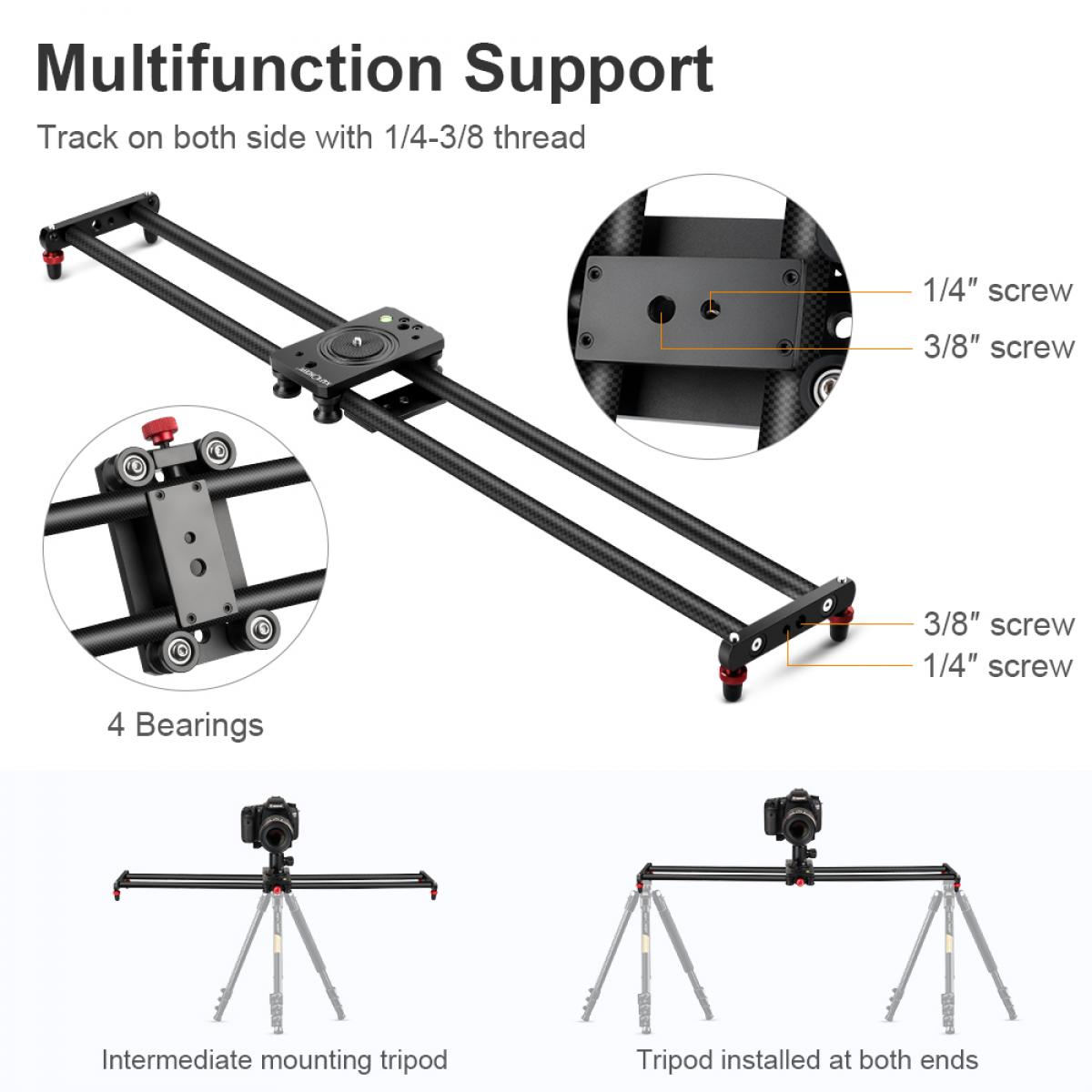 Camera Tripod Slider 60cm Carbon K&F Concept