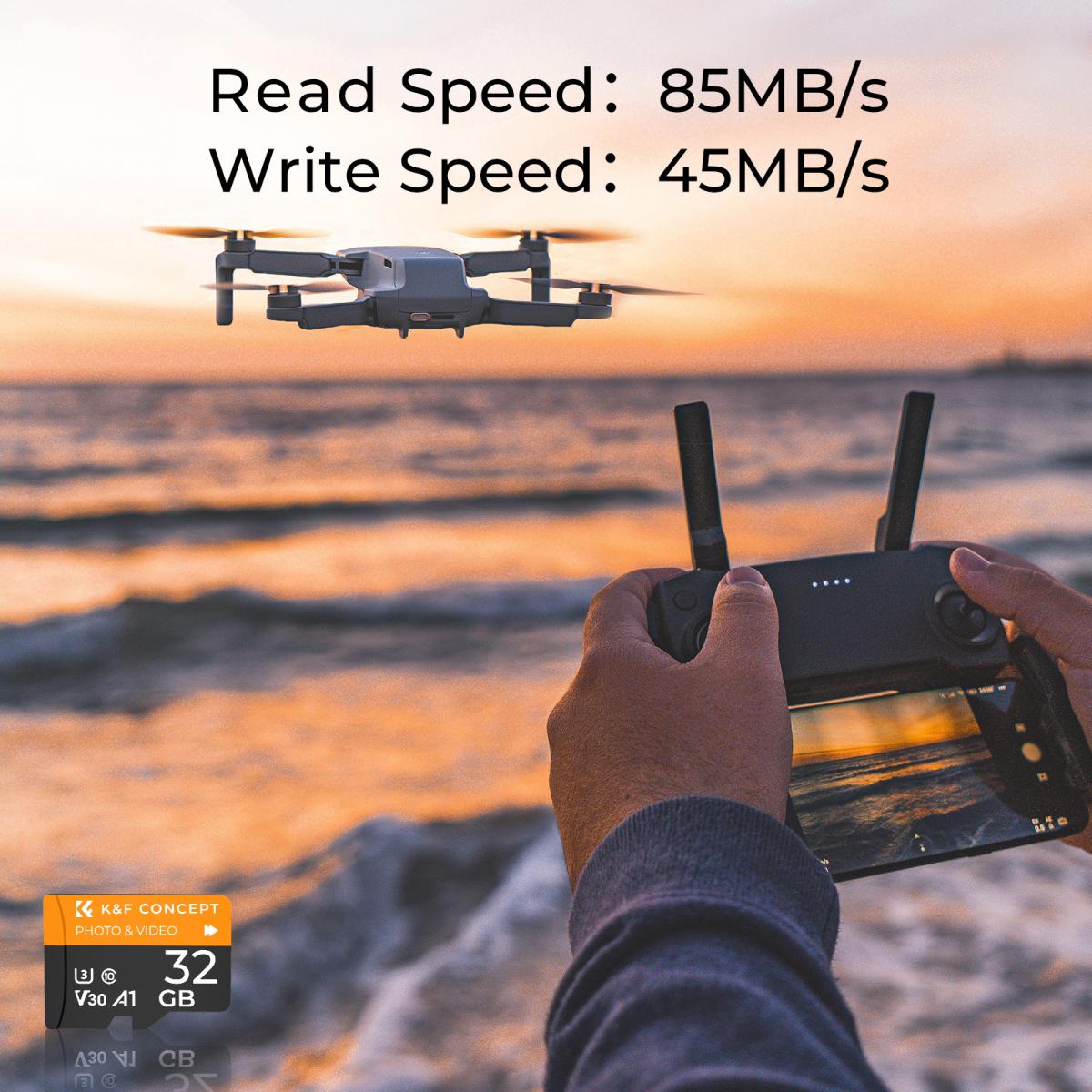 32G micro SDカード U3/V30/A1 アダプター付き 4パック メモリーカード 家庭用監視カメラ ハンティングカメラやドライブレコーダーに最適 メモリーカード K&F CONCEPT