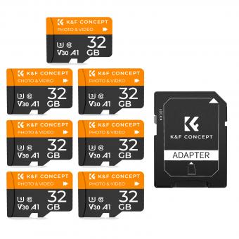 32G micro SD card U3/V30/A1 with adapter 7 packs memory card suitable for home surveillance camera hunting camera and driving recorder memory card K&F CONCEPT