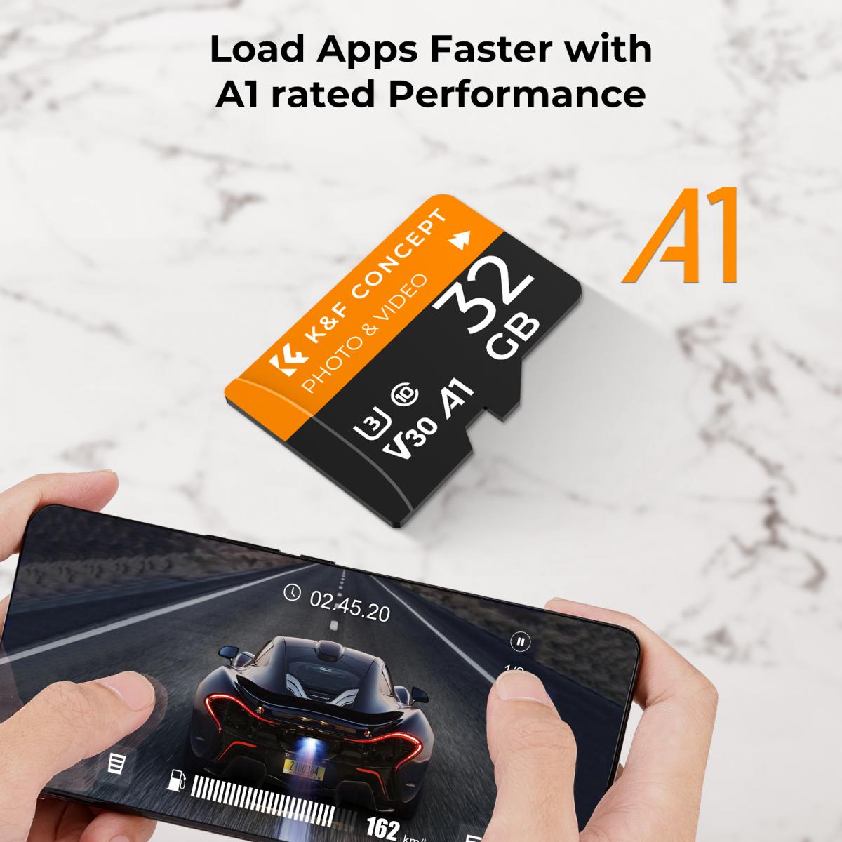 32G micro SD card U3/V30/A1 with adapter 7 packs memory card suitable for home surveillance camera hunting camera and driving recorder memory card K&F CONCEPT