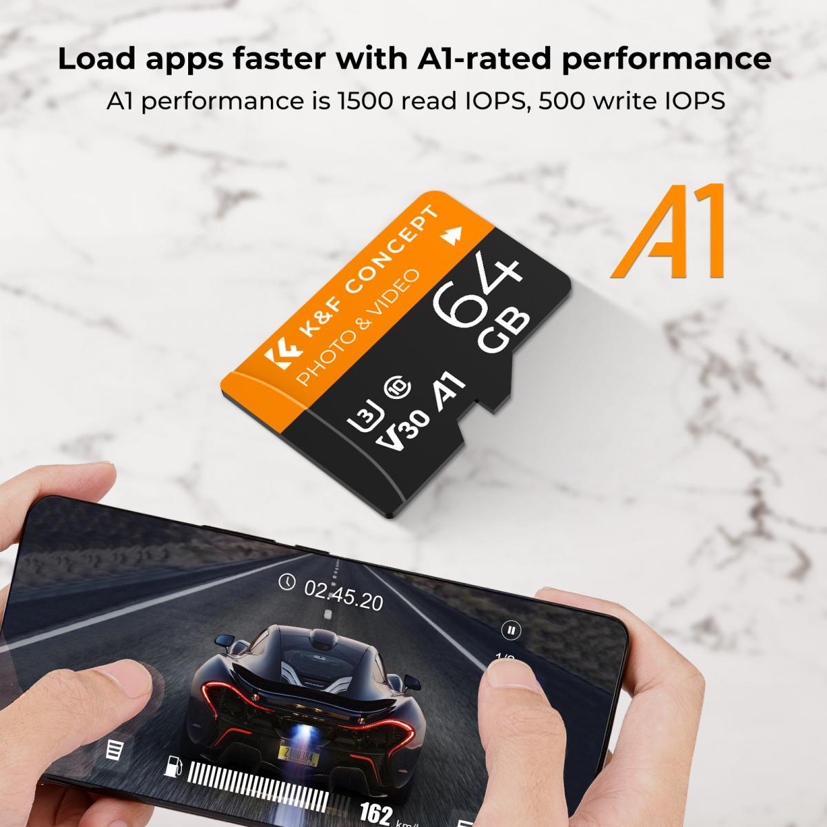 64G micro SD card U3/V30/A1 with adapter memory card suitable for home surveillance camera
