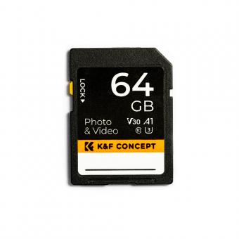K&F CONCEPT 64GB  tracking camera memory card U3 V30 read speed up to 90MB/s, 4K UHD for digital cameras and SDXC devices