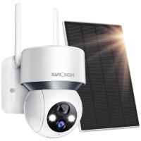 Solar Powered Security Camera PTZ Wireless Outdoor Home 2K with Audio & Light Alert, Color Night Vision & 9600mAh Built in Battery