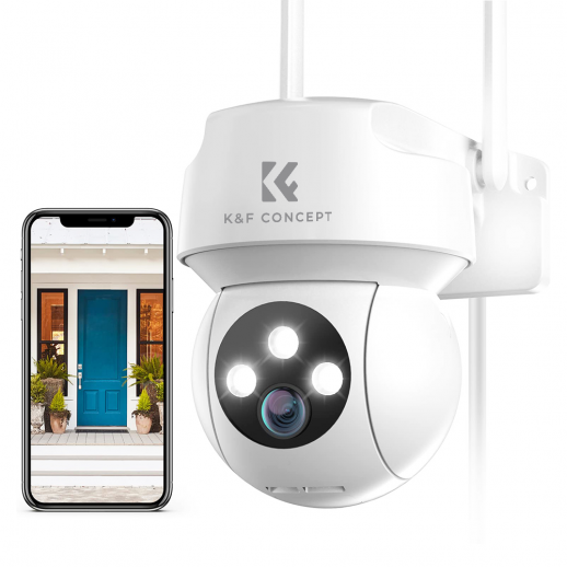 2K Outdoor Pan & Tilt Security Camera 2.4GHz Wireless Camera for Home Security