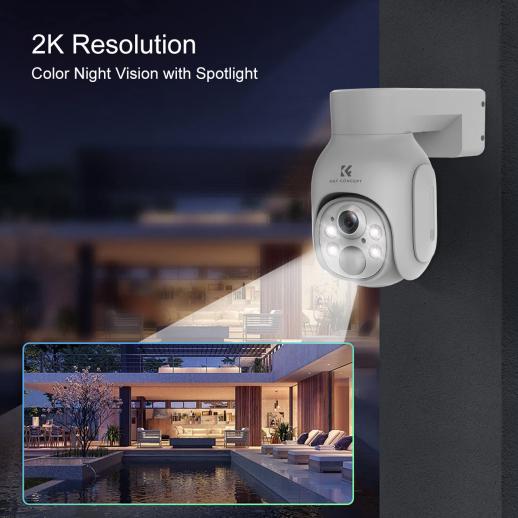 K&F CONCEPT 屋外用 4G LTE 防犯カメラ ワイヤレス PIR 人感センサー + AI 人感検知 多彩な設置構造 3m延長ケーブル付き  4GソーラーカメラのUS版