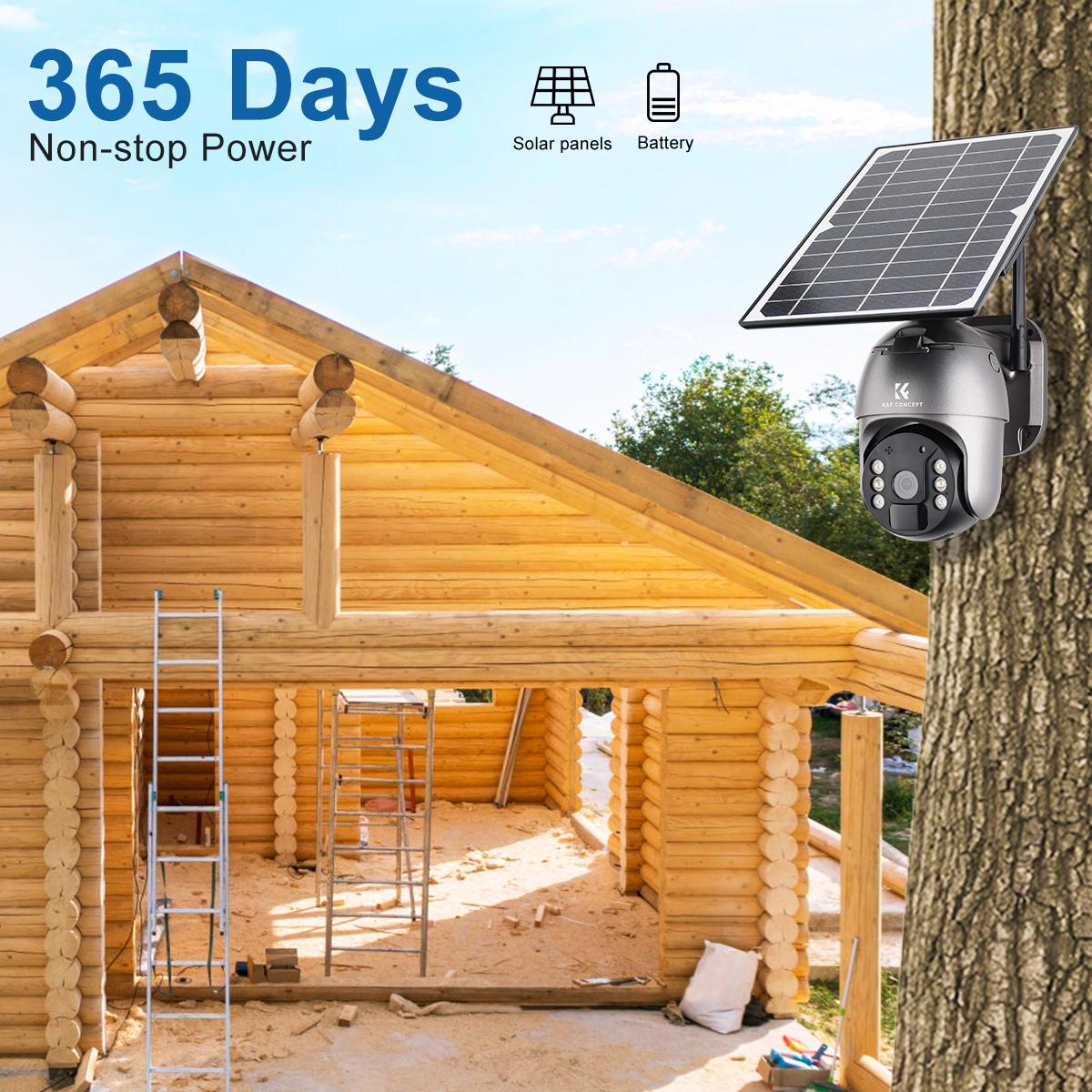 2K Cámara de Vigilancia 4G LTE Exterior Batería Solar Inalámbrica, Visión Nocturna, IP66 Impermeable, con Tarjeta SIM sin Contrato