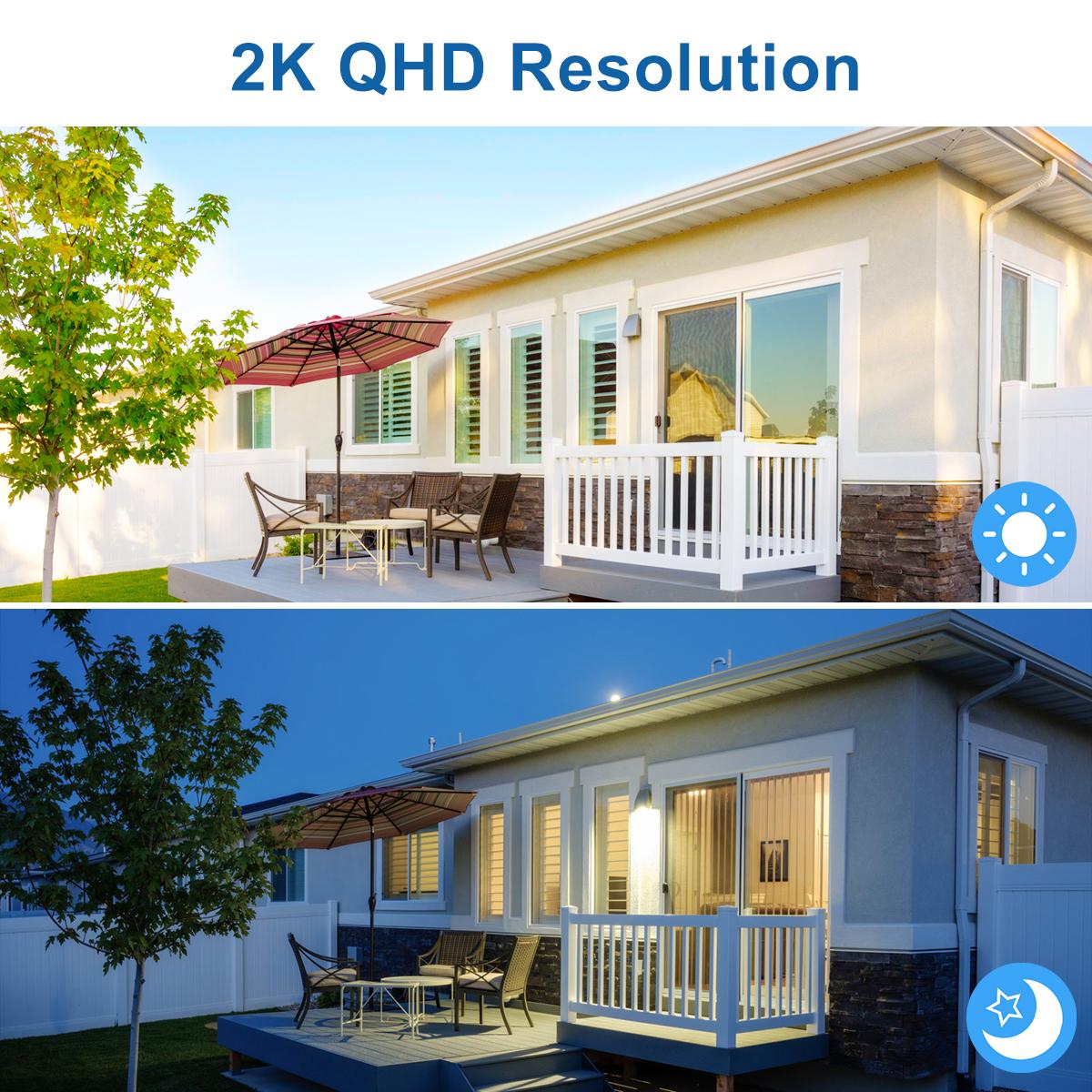 2K Cámara de Vigilancia 4G LTE Exterior Batería Solar Inalámbrica, Visión Nocturna, IP66 Impermeable, con Tarjeta SIM sin Contrato