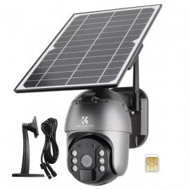 4G Solar Security Camera System Wireless LTE cctv Solar Camera PIR Motion Detection 2-Way Audio Built-in Battery 10400mAh 2K Infrared Night Vision 20m/65.6ft US Version + Stand + 2m Extension Cable + Sim Card Without Contract