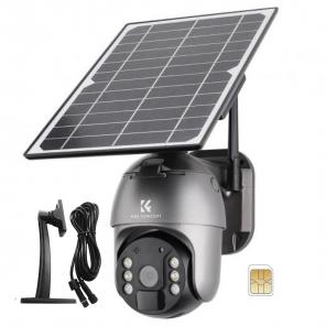 4G Solar Security Camera System Wireless LTE cctv Solar Camera PIR Motion Detection 2-Way Audio Built-in Battery 10400mAh 2K Infrared Night Vision 20m/65.6ft EU Version + Stand + 2m Extension Cable + Sim Card Without Contract