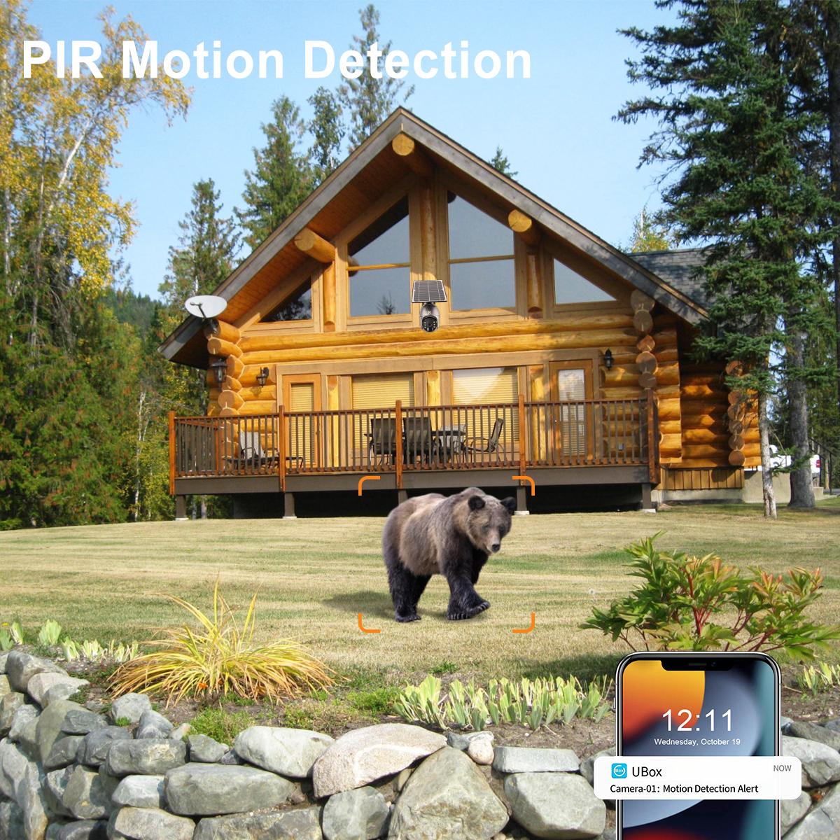 2K Cámara de Vigilancia 4G LTE Exterior Batería Solar Inalámbrica, PIR Detección de Movimiento, Visión Nocturna, IP66 Impermeable con Cable 2m y Tarjeta SIM