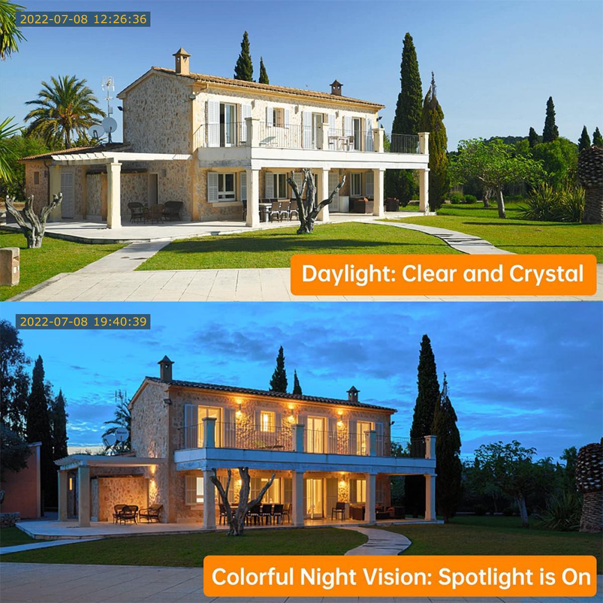 2K Cámara de Vigilancia 4G LTE Inalámbrica para Exteriores Solar con un Cable de Extensión de 3m y Tarjeta SIM sin Contrato