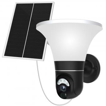 WIFI solar security camera System Floodlight PTZ Camera PIR human sensor + 2-Way Audio Built-in Battery 10400mAh 2K Infrared Night Vision 12m/39ft