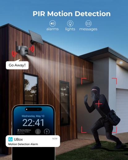 Caméra 4G autonome maison de vacances 2K 100% sans fil extérieure modèle  FR 4MP Détection PIR intelligent