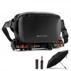 Alpha Camera Sling Bag 10L Photography Shoulder Bag with Windproof Umbrella, Compatible with Canon / Nikon / Sony Cameras / DJI Mavic Drones - Sling Bag 10L Urban Wander 01 (Black)