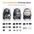 Camera Backpack 25L Large Capacity Camera Bag with Windproof Umbrella, Camera Case with Raincover and 15.6 Inch Laptop Compartment Compatible for Canon/Nikon/Sony/DJI Mavic Drone - Backpack 25L Nature Wander 08 (Grey）