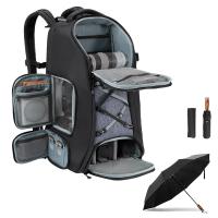 Camera Backpack 30L Large Capacity Camera Bags with Windproof Umbrella for Photographers with Raincover Laptop Compartment Compatible for Canon/Nikon/Sony/DJI Mavic Drone Travel 30L Nature Wander 08 (Grey)