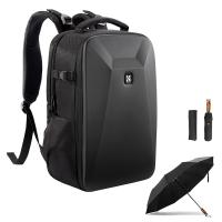 Camera Backpack Hardshell DSLR with Windproof Umbrella, Photography Camera Bag with 15-15.6 Inch Laptop Compartment Waterproof Camera Case Compatible for Canon/Nikon/Sony/DJI Mavic Drone - Backpack 22L Nature Wander 10 (Black)